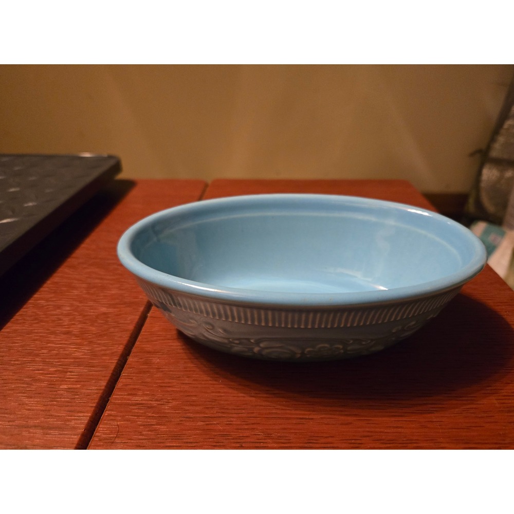 Taylor Smith Taylor TST Genuine Oven Serve Ware Blue Floral Oval Bowl USA - Picture 2 of 6